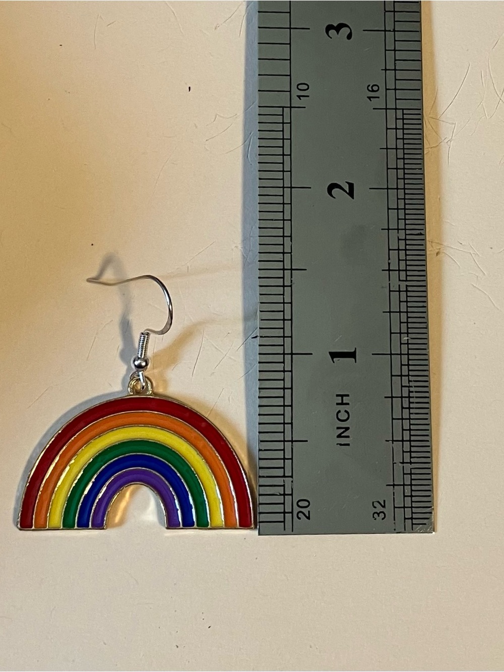 Enameled Happy Rainbow boho hippy  Drop Earrings - Picture 4 of 4